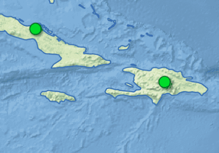 closeup of several Neotoma sites in the Caribbean.